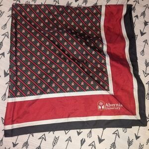 Vineyard Vines Alvernia University 100% Silk Scarf Red Black White 35 X 35